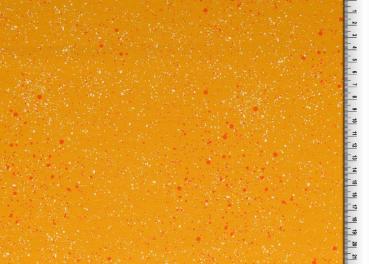 Jersey Baumwoll Sprengel Orange/Weiß auf Senf